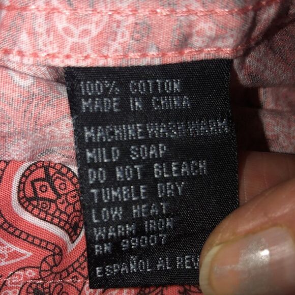Rodeo’s All Cotton Pink Paisley Swirl Pearl Snap Western Shirt Pockets! Comfy! - Picture 10 of 17